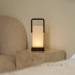 Harper Dark Brown Wooden Lamp – Cordless Rechargeable Table Lamp with Handle - Tavellio