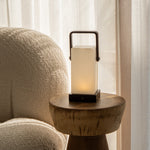 Harper Dark Brown Wooden Lamp – Cordless Rechargeable Table Lamp with Handle - Tavellio