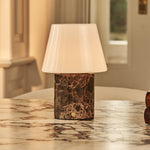 Hooch Brown – Emperador Dark Marble Rechargeable Table Lamp | Versatile, 3 Light Modes & Modular Lampshade