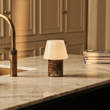 Hooch Brown – Emperador Dark Marble Rechargeable Table Lamp | Versatile, 3 Light Modes & Modular Lampshade