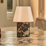 Hooch White – Calacatta Viola Marble Rechargeable Table Lamp | Versatile, 3 Light Modes & Modular Lampshade