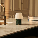 Hooch Green – Verde Alpi Marble Rechargeable Table Lamp | Versatile, 3 Light Modes & Modular Lampshade