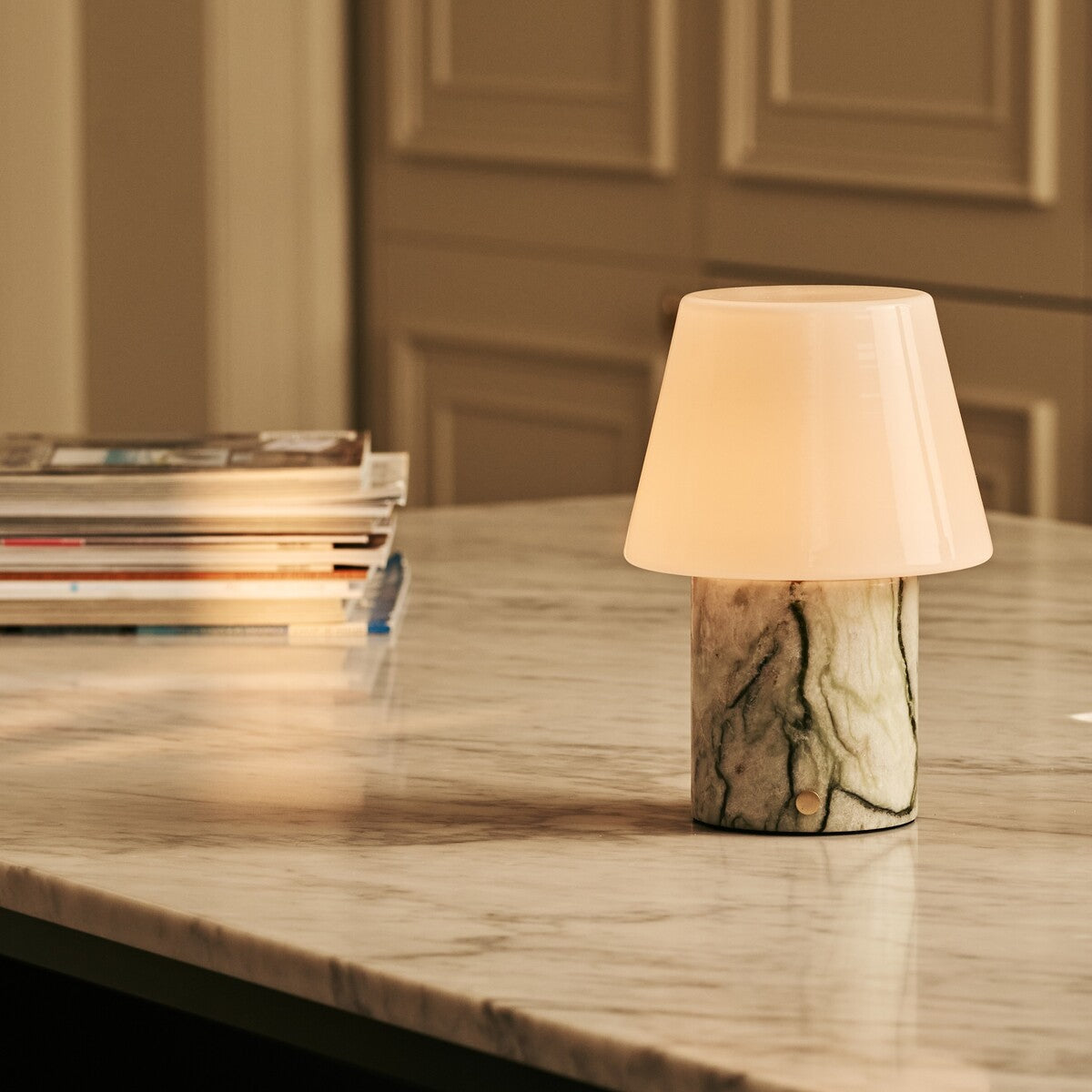 Hooch Green – Ice Green Marble Rechargeable Table Lamp | Versatile, 3 Light Modes & Modular Lampshade