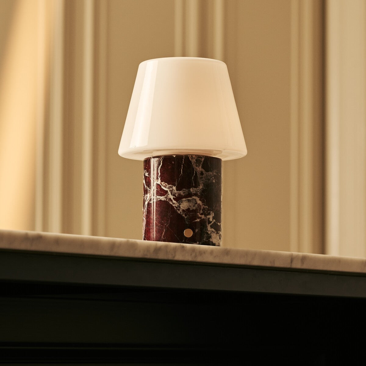 Hooch Red – Rosso Levanto Marble Rechargeable Table Lamp | Versatile, 3 Light Modes & Modular Lampshade