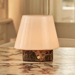 Hooch Small Brown – Emperador Dark Marble Rechargeable Table Lamp | Versatile, 3 Light Modes & Modular Lampshade