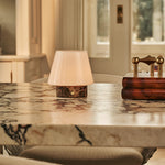 Hooch Small Brown – Emperador Dark Marble Rechargeable Table Lamp | Versatile, 3 Light Modes & Modular Lampshade