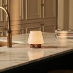 Hooch Small Brown – Emperador Dark Marble Rechargeable Table Lamp | Versatile, 3 Light Modes & Modular Lampshade