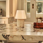 Hooch Beige – Travertino Classico Travertine Rechargeable Table Lamp | Versatile, 3 Light Modes & Modular Lampshade