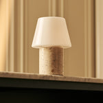 Hooch Beige – Travertino Classico Travertine Rechargeable Table Lamp | Versatile, 3 Light Modes & Modular Lampshade