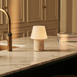 Hooch Beige – Travertino Classico Travertine Rechargeable Table Lamp | Versatile, 3 Light Modes & Modular Lampshade