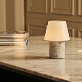 Hooch White – Bianco Statuarietto Marble Rechargeable Table Lamp | Versatile, 3 Light Modes & Modular Lampshade