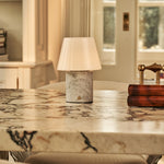 Hooch White – Bianco Statuarietto Marble Rechargeable Table Lamp | Versatile, 3 Light Modes & Modular Lampshade