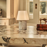 Hooch White – Bianco Statuarietto Marble Rechargeable Table Lamp | Versatile, 3 Light Modes & Modular Lampshade