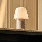 Hooch White – Bianco Statuarietto Marble Rechargeable Table Lamp | Versatile, 3 Light Modes & Modular Lampshade