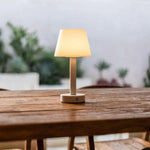 Zoë White Wooden Rechargeable Table Lamp | Cordless, Dimmable, USB-C, 80-Hour Battery Tavellio