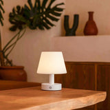 Teddy White Wooden Rechargeable Table Lamp – Dimmable, USB-C, 80-Hour Battery Tavellio