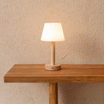Zoë Light Brown Wooden Rechargeable Table Lamp | Dimmable, USB-C, 80-Hour Battery Tavellio