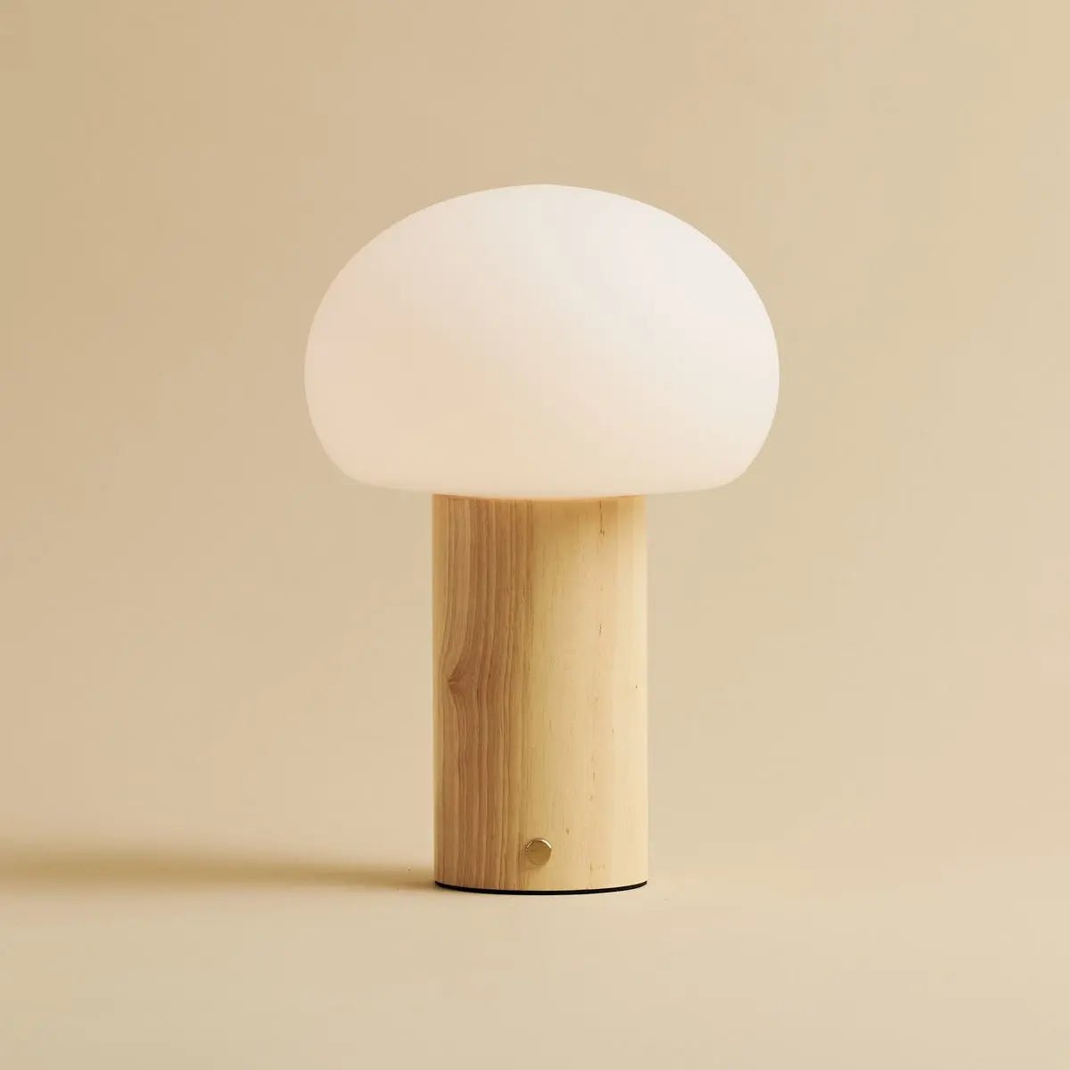 Sam Light Brown Wooden Table Lamp with Glass & Rechargeable Battery | Dimmable & Versatile Lighting Tavellio