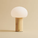 Sam Lichtbruin Houten Tafellamp met Glas & Oplaadbare Batterij | Dimbare & Veelzijdige Verlichting