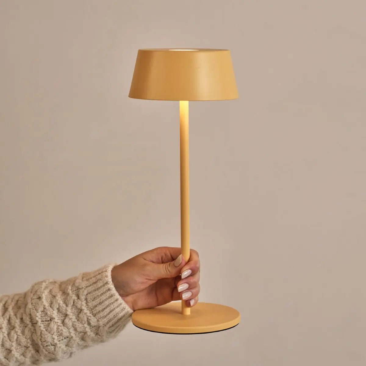 Hugo Amber Yellow Rechargeable Iron Table Lamp - Dimmable, Stylish & Cordless Tavellio