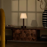Zoë Dark Brown Wooden Rechargeable Table Lamp | Dimmable, USB-C, 80-Hour Battery Tavellio