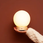 Flore Light Brown Wooden Lamp with Glass Bulb – Rechargeable & Dimmable Cordless Light Tavellio