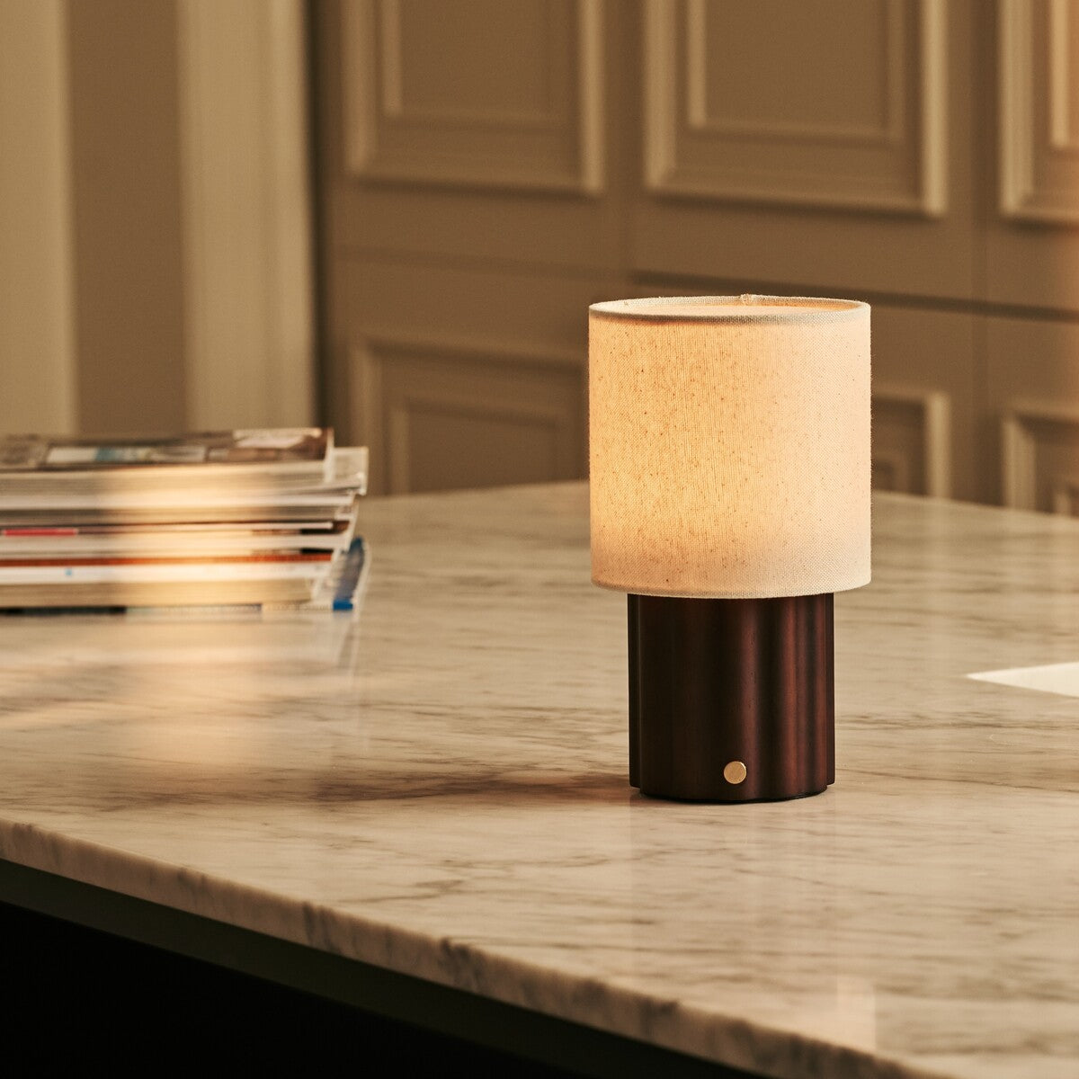 Jacqueline Dark Brown Rechargeable Table Lamp | 3 Light Modes, Dimmable & Modular Shade