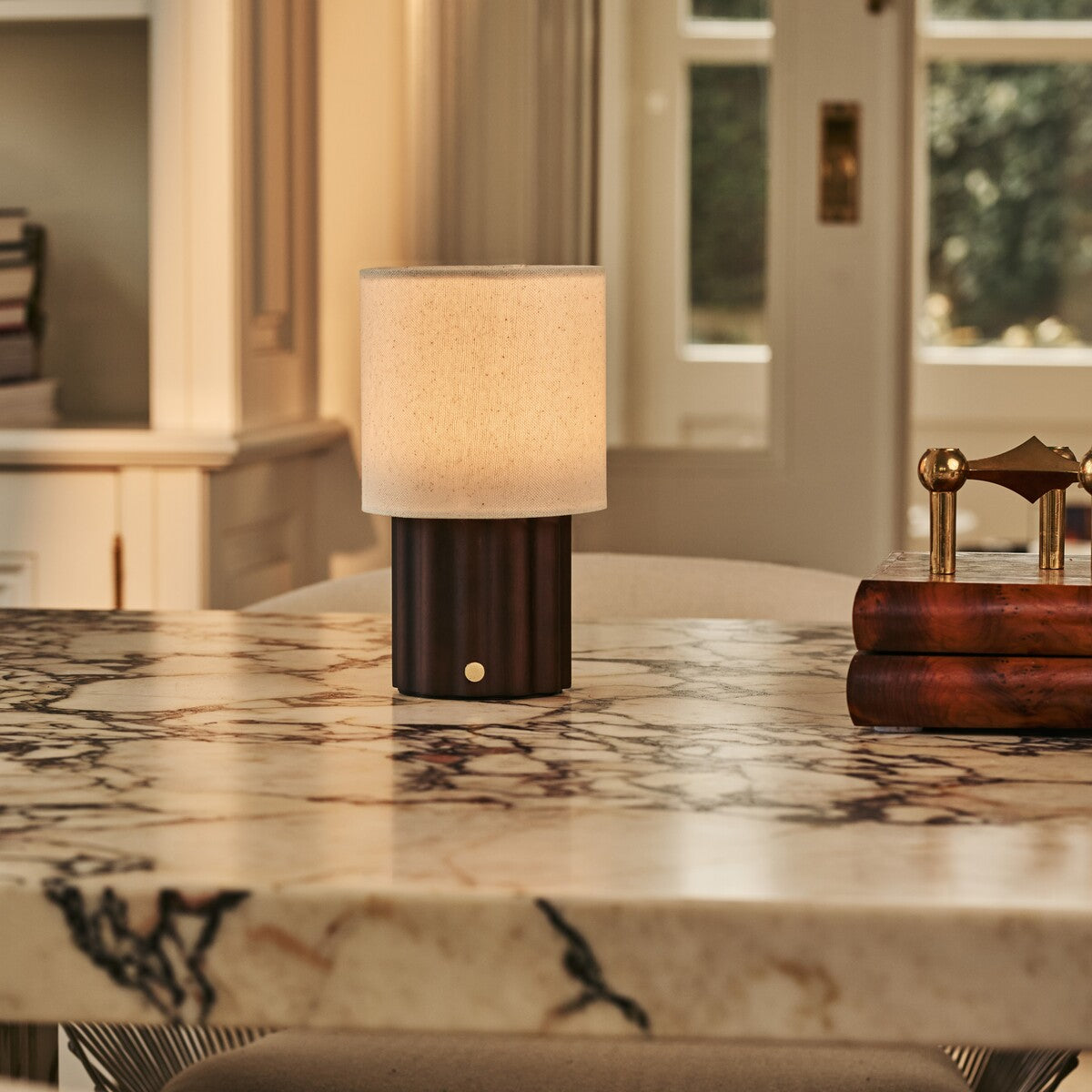 Jacqueline Dark Brown Rechargeable Table Lamp | 3 Light Modes, Dimmable & Modular Shade