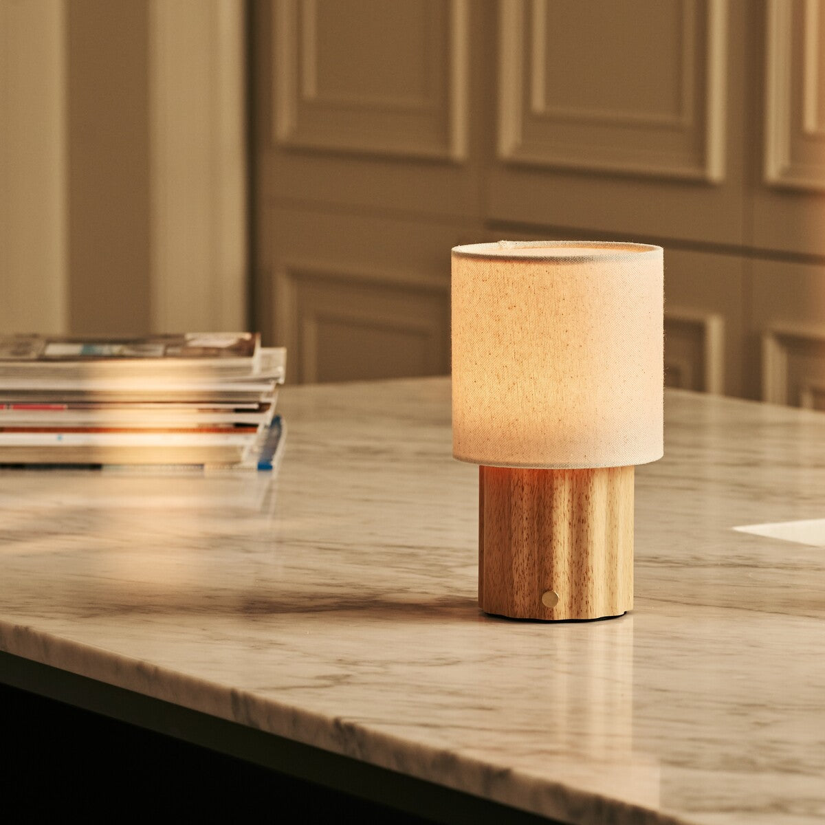 Jacqueline Light Brown Rechargeable Table Lamp | 3 Light Modes, Dimmable & Modular Shade