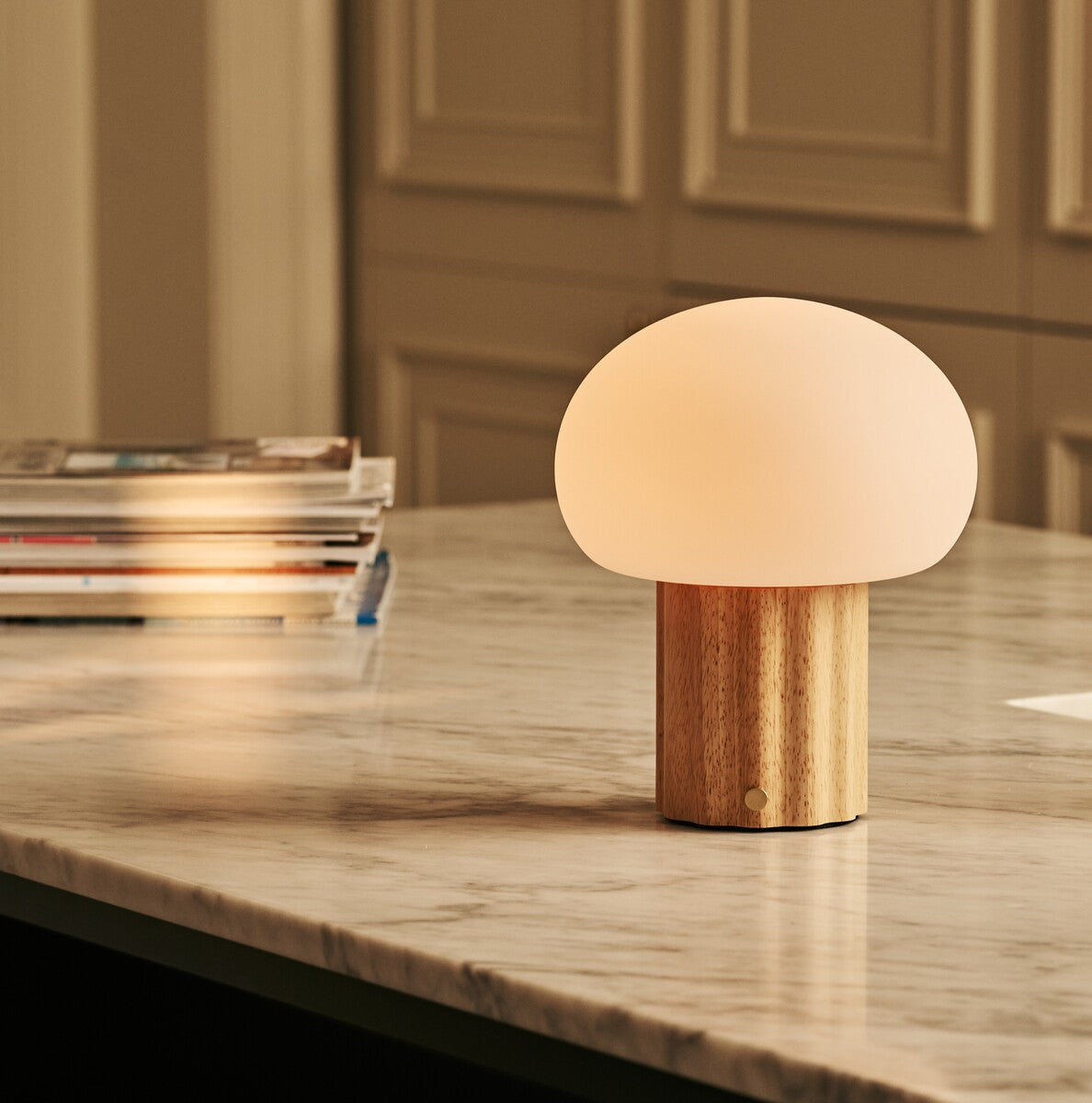 Jord Light Brown Rechargeable Table Lamp | Cordless, Unique & Up to 100 Hours of Light