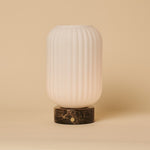 Kota Brown - Emperador Dark Marble Rechargeable Table Lamp | Cordless, 3 Light Modes & Modular Lampshade