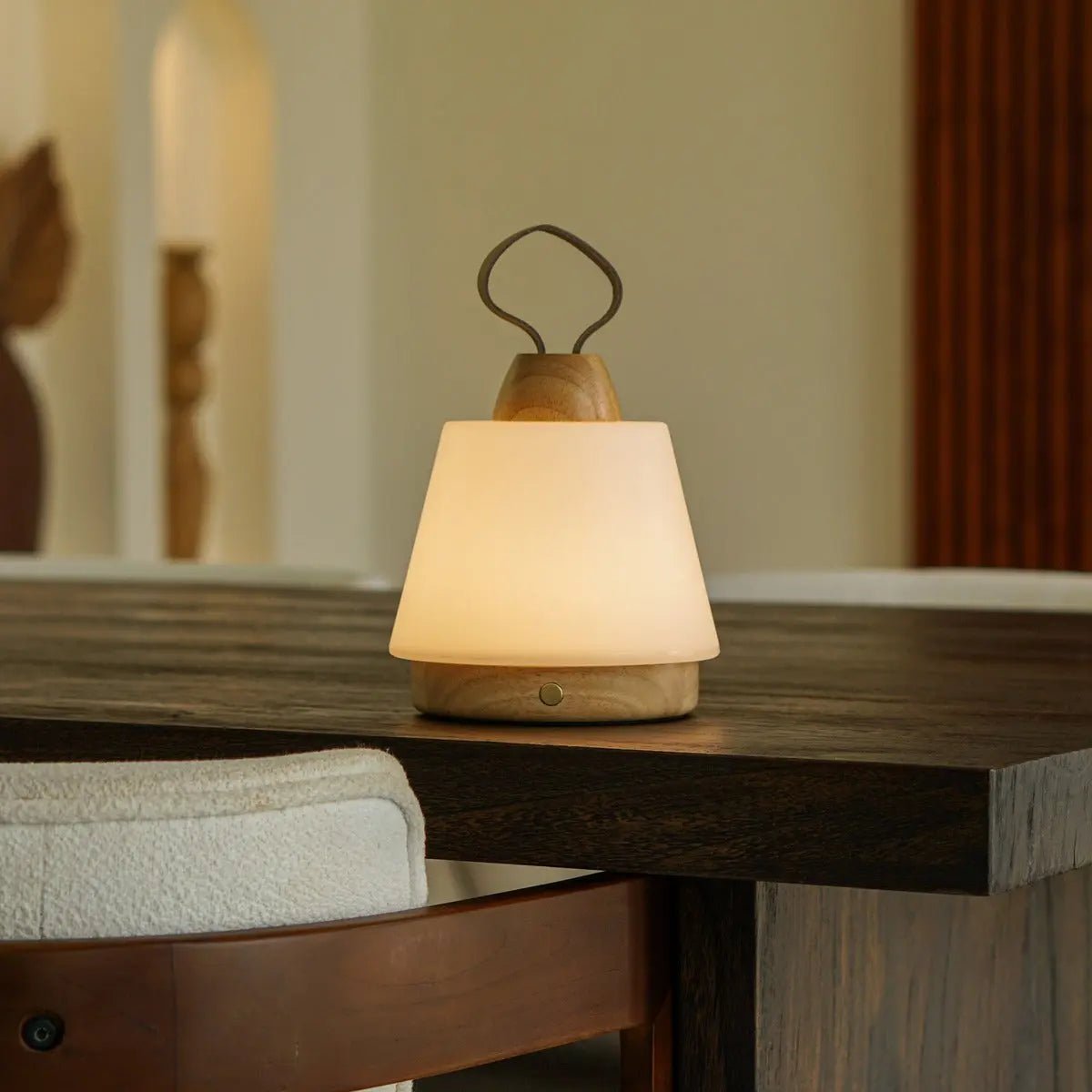 Liv Light Brown Rechargeable Lamp – Leather Strap, Dimmable, Cordless - Tavellio