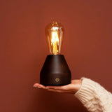 Zavi Dark Brown Rechargeable LED Table Lamp – Cordless, Dimmable, 80-Hour Battery Tavellio