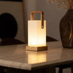Harper Light Brown Wooden Lamp – Cordless Rechargeable Table Lamp with Handle Tavellio