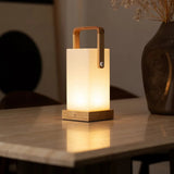 Harper Light Brown Wooden Lamp – Cordless Rechargeable Table Lamp with Handle Tavellio