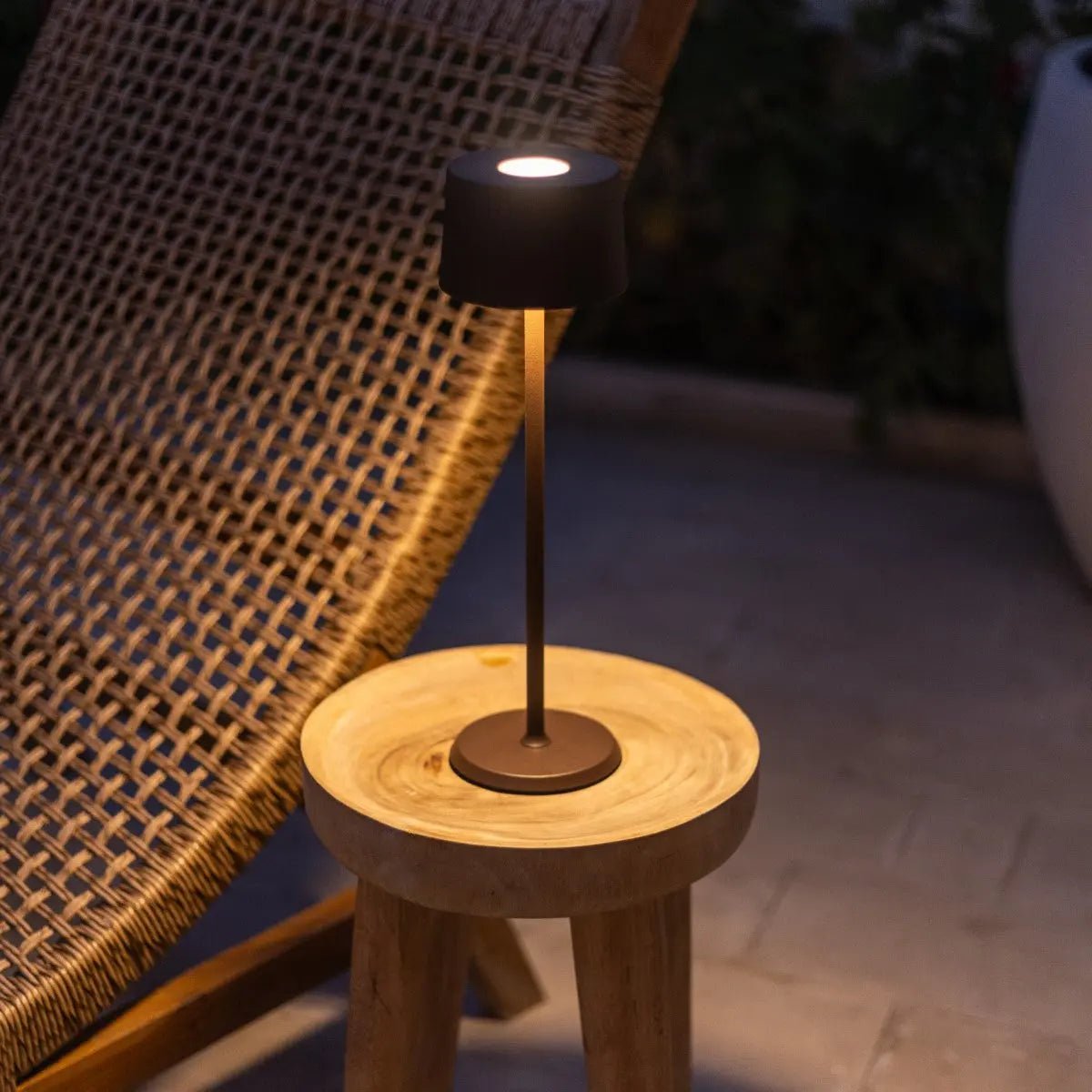 David Mocha Brown Rechargeable Table Lamp 2 in 1 with Adjustable Height – Dimmable & Cordless with 120 Hours Battery Tavellio