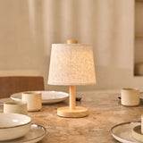 Rover Light Brown  Wooden Rechargeable Lamp | Cordless, Dimmable with Fabric Shade Tavellio