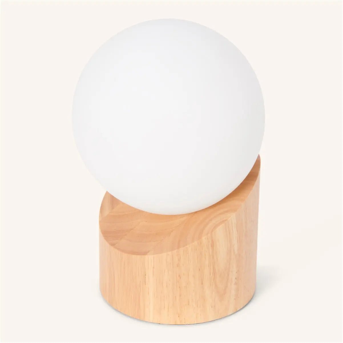 Quinn Wooden Lamp with Cord - Sustainable Rubberwood & Frosted Glass Tavellio