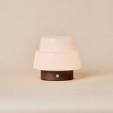 Lekeisha Small Dark Brown Wooden Rechargeable Lamp