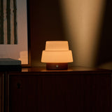 Lekeisha Small Dark Brown Wooden Rechargeable Lamp
