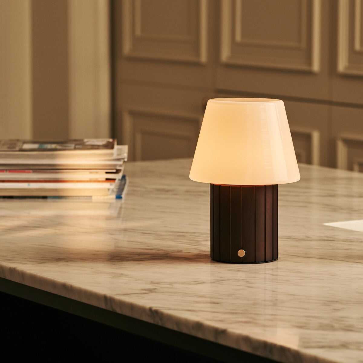 Lex Dark Brown Rechargeable Table Lamp | Stylish, Cordless & 3 Light Modes