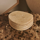 Li Coasters Set Organic Travertine Travertino Classico