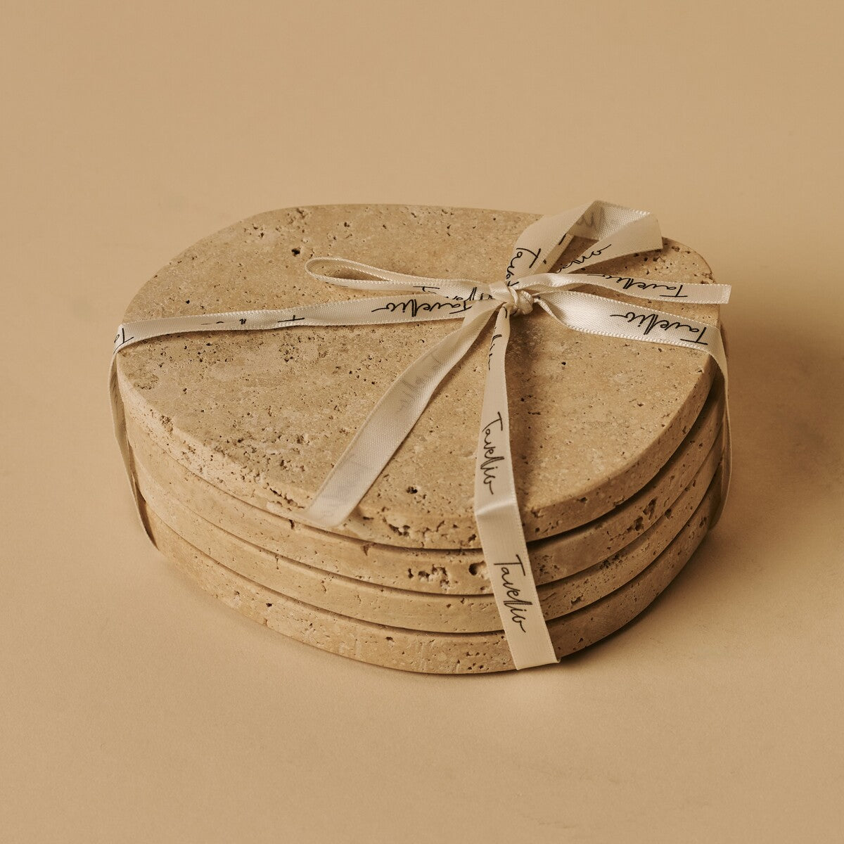 Li Coasters Set Organic Travertine Travertino Classico