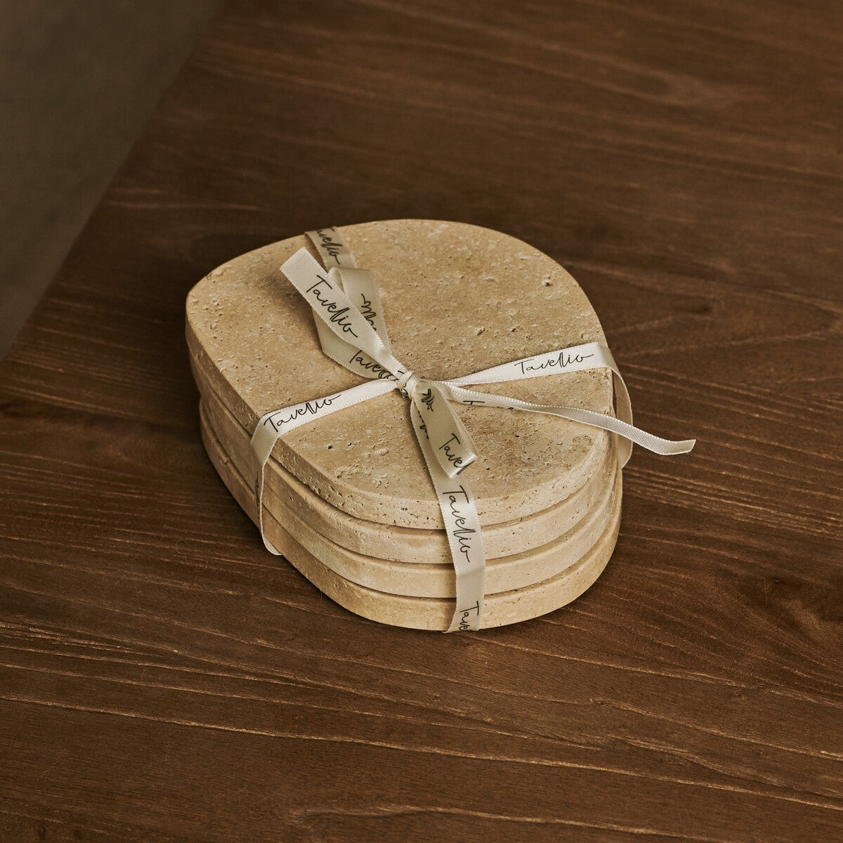Li Coasters Set Organic Travertine Travertino Classico
