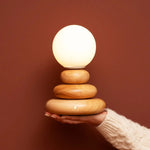 Isabella Wooden & Glass Rechargeable Lamp - Cordless & Dimmable Tavellio