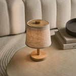 Rover Light Brown  Wooden Rechargeable Lamp | Cordless, Dimmable with Fabric Shade Tavellio