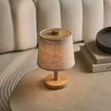 Rover Light Brown  Wooden Rechargeable Lamp | Cordless, Dimmable with Fabric Shade Tavellio