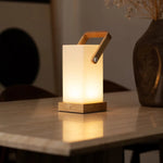 Harper Light Brown Wooden Lamp – Cordless Rechargeable Table Lamp with Handle Tavellio