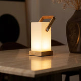 Harper Light Brown Wooden Lamp – Cordless Rechargeable Table Lamp with Handle Tavellio