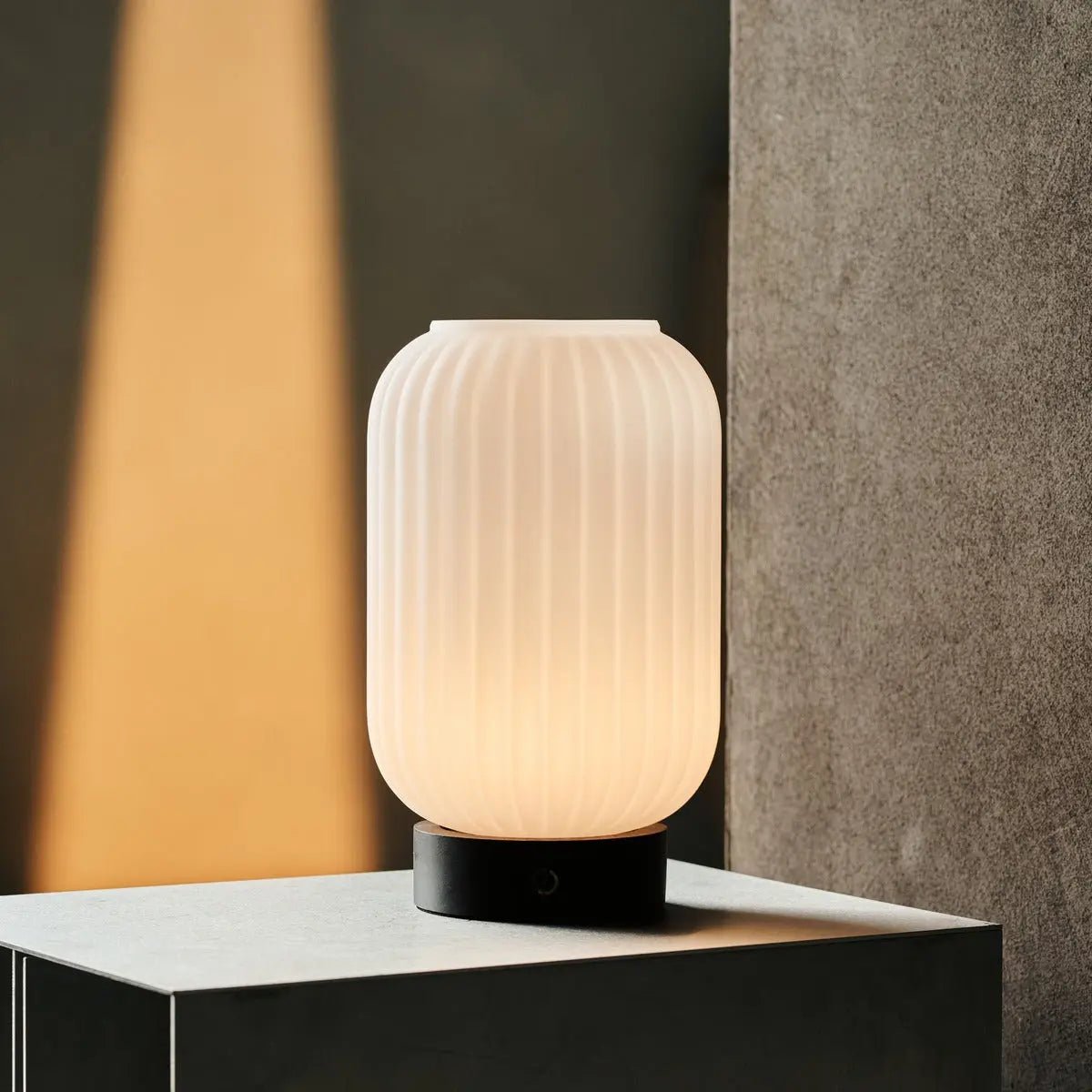Lilly Dark brown Unique Rechargeable Lamp – Frosted Glass lamp, Wooden Base, Dimmable, 3 Light Modes Tavellio
